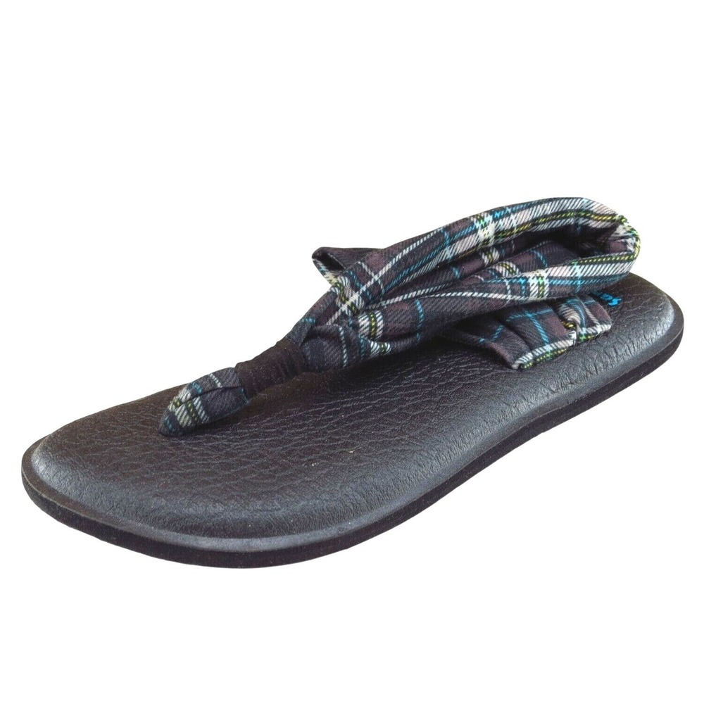 Sanuk Sz 5‎ M Black Slingback Fabric Women Sandals